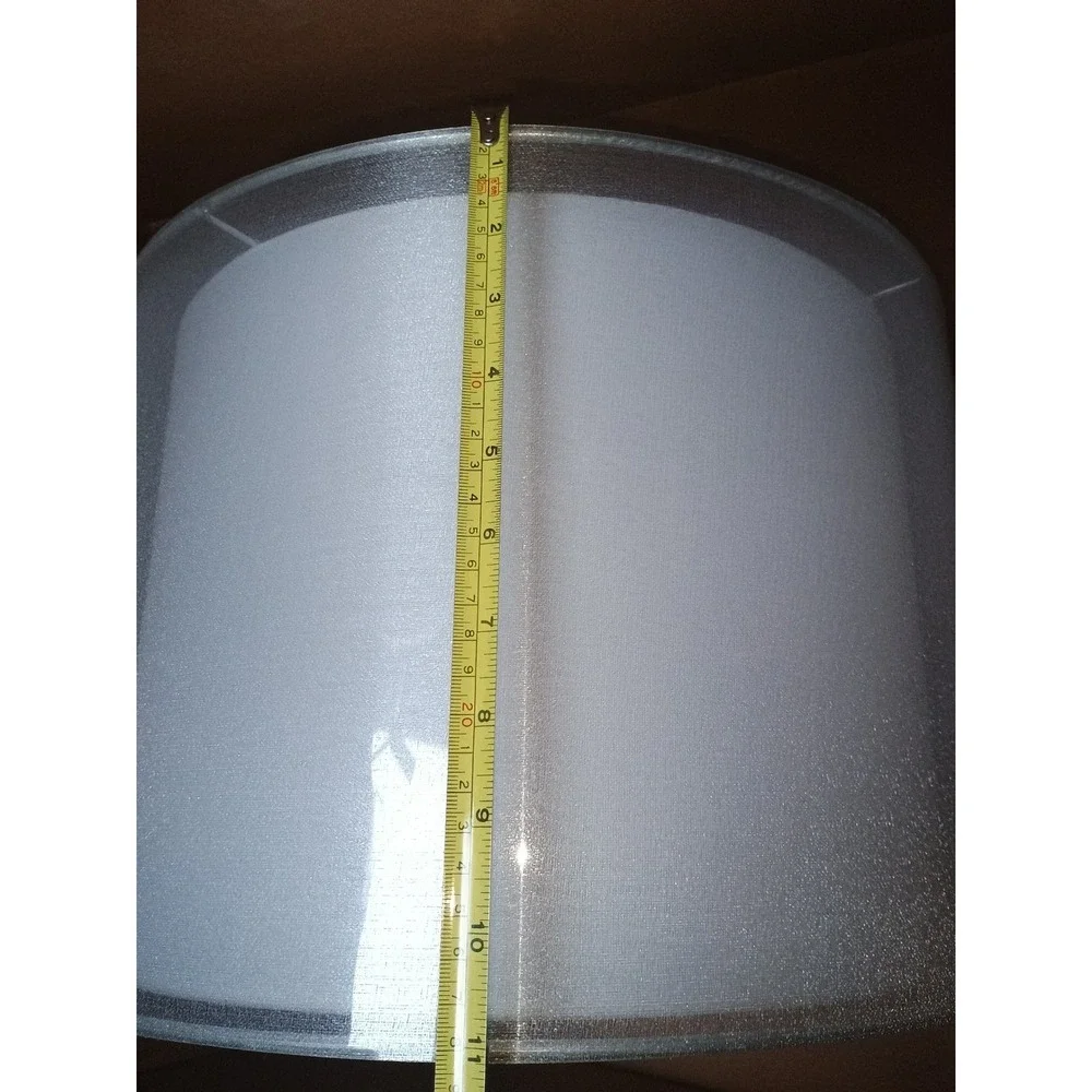 Pottery Barn Lamp Shade Unisex 16in Silver New Double Layer Drum 57746377